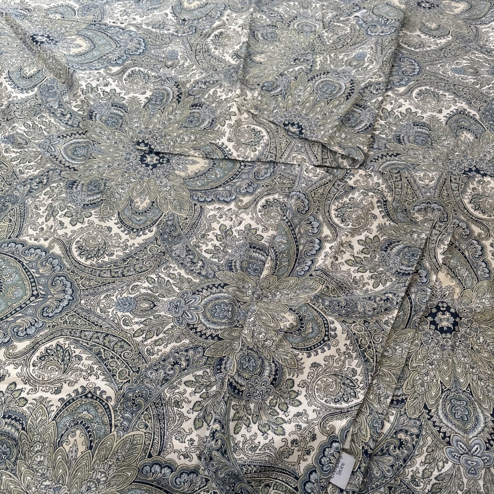 THE COMPANY STORE Mandala Paisley Blue Duvet Cover 2 Shams Queen Cotton Buttons